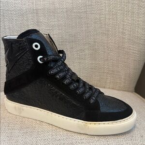 Zadig & Voltaire Black High-Top Sneakers with White Sole size 37